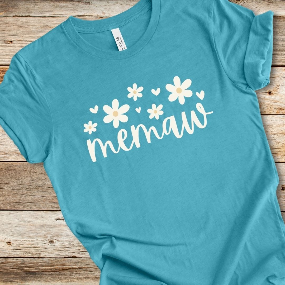 Floral Memaw With Hearts Tee