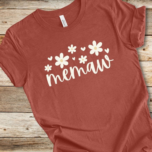 Floral Memaw With Hearts Tee